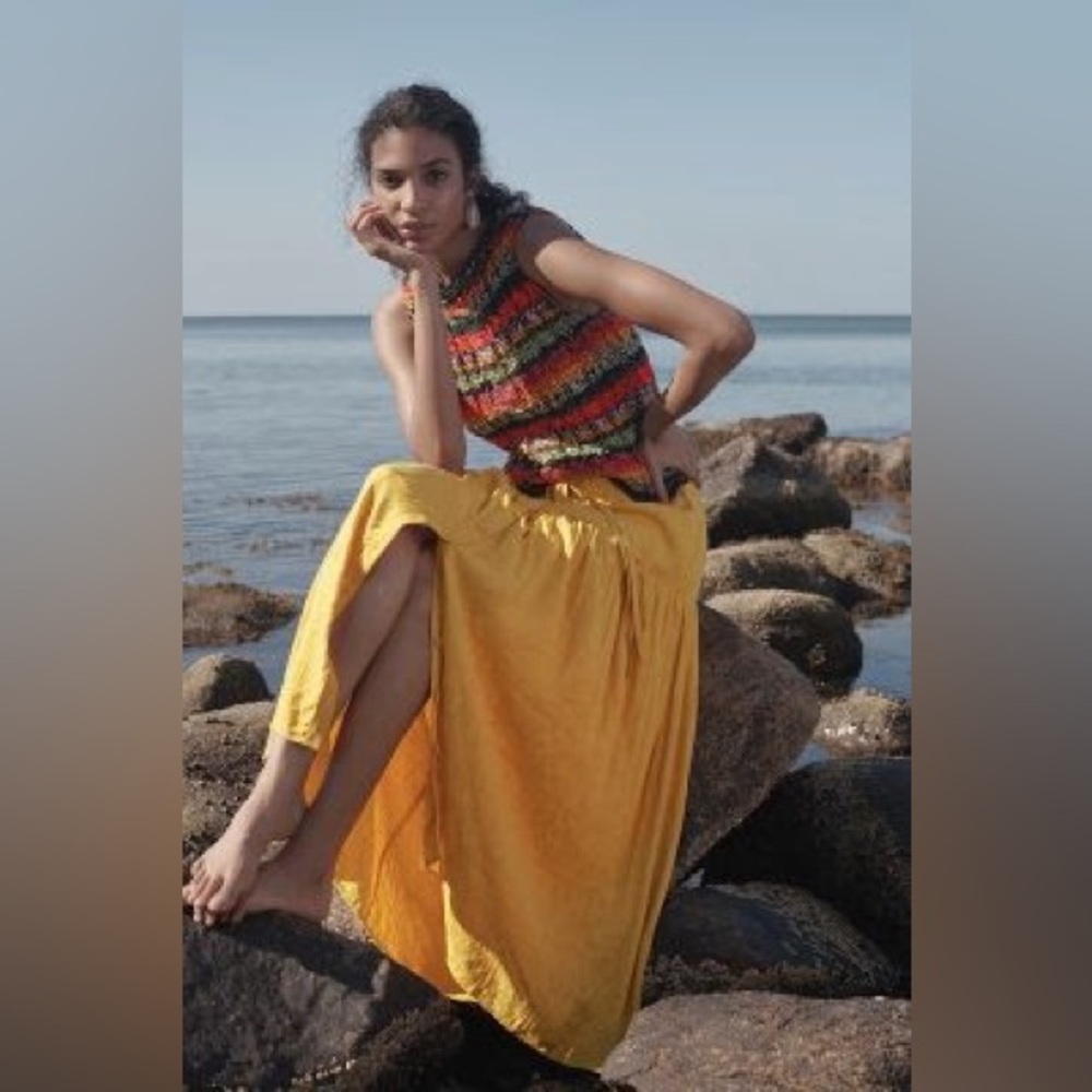 Anthropologie Maeve Carnacion Textured Maxi Skirt with Pockets